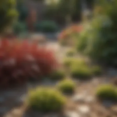 Diverse Drought-Resistant Ground Covers A vibrant garden showcasing various drought-resistant ground cover plants