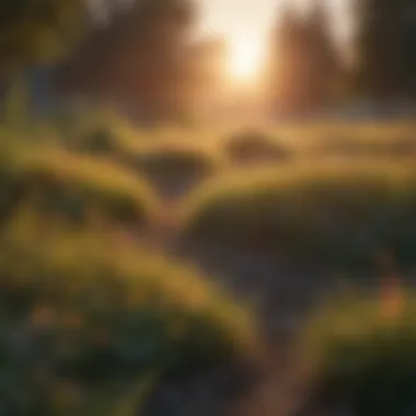 Serene Meadow Landscape at Sunset A vibrant sunset illuminating a serene meadow landscape