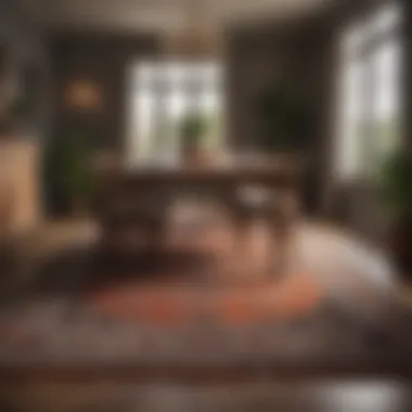 Stylish Rug Beneath a Dining Table Elegant dining room featuring a stylish rug