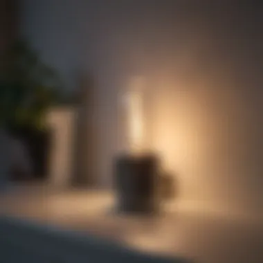 Modern battery-operated night light on a shelf
