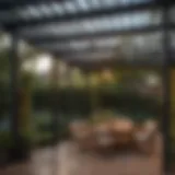 A beautifully designed pergola showcasing elegant roof slats