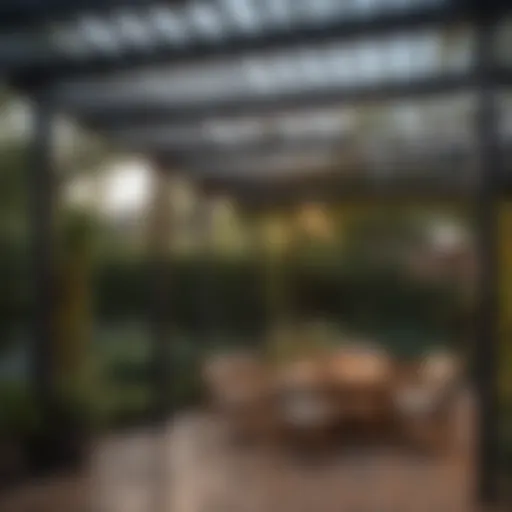 A beautifully designed pergola showcasing elegant roof slats