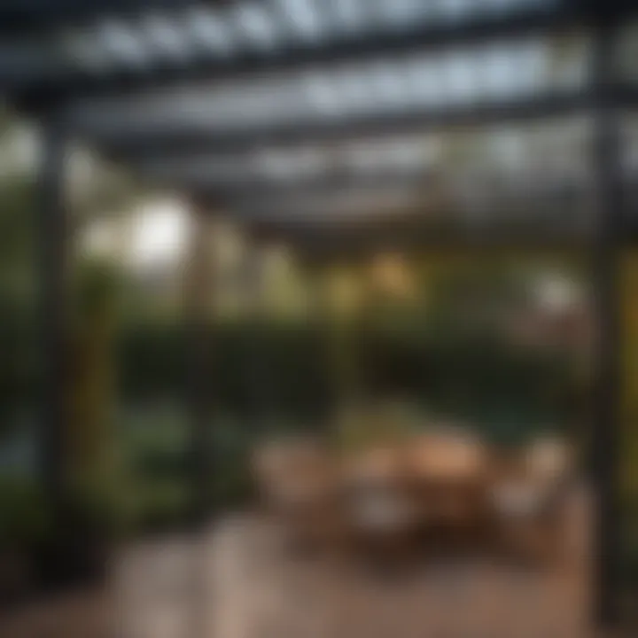 A beautifully designed pergola showcasing elegant roof slats