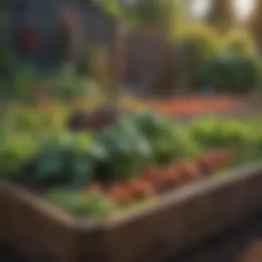 Thriving Vegetables in Raised Bed Vibrant vegetables thriving in a raised bed environment