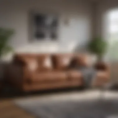 Stylish Couch in Modern Living Room A stylish and cozy couch in a modern living room setting
