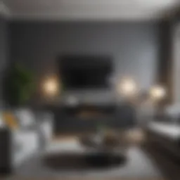 Elegant living room with gray walls