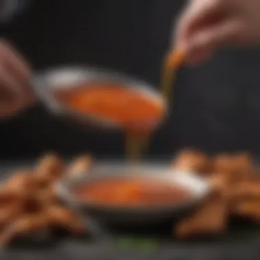 A bowl of tangy sauce ready for tossing with chicken wings