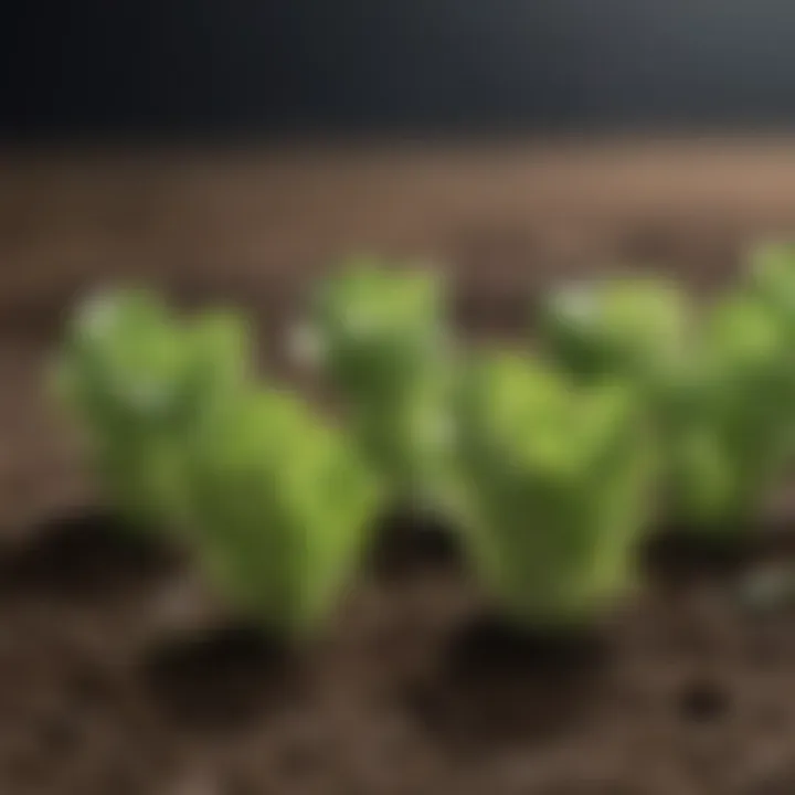 Young lettuce seedlings emerging from the soil