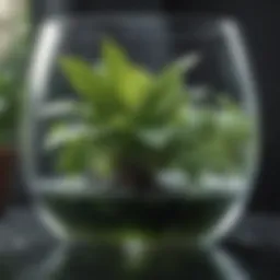 A lush green plant thriving in a glass of water