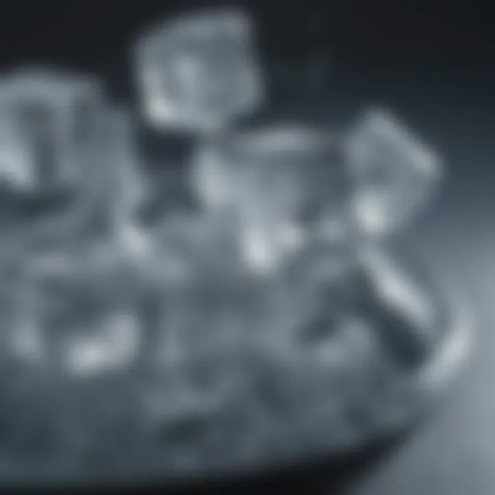 Close-up of ice cubes melting in a bowl, highlighting the temperature drop