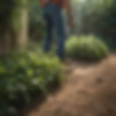 A gardener applying eco-friendly weed killer