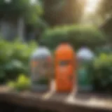 A variety of weed killer products on a garden table