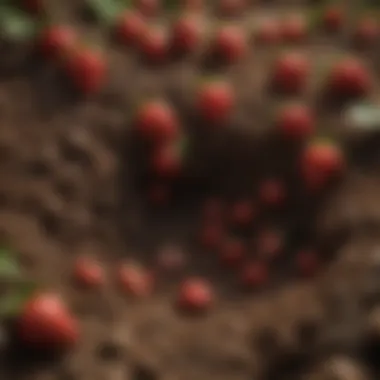 Close-up of rich soil composition essential for strawberries