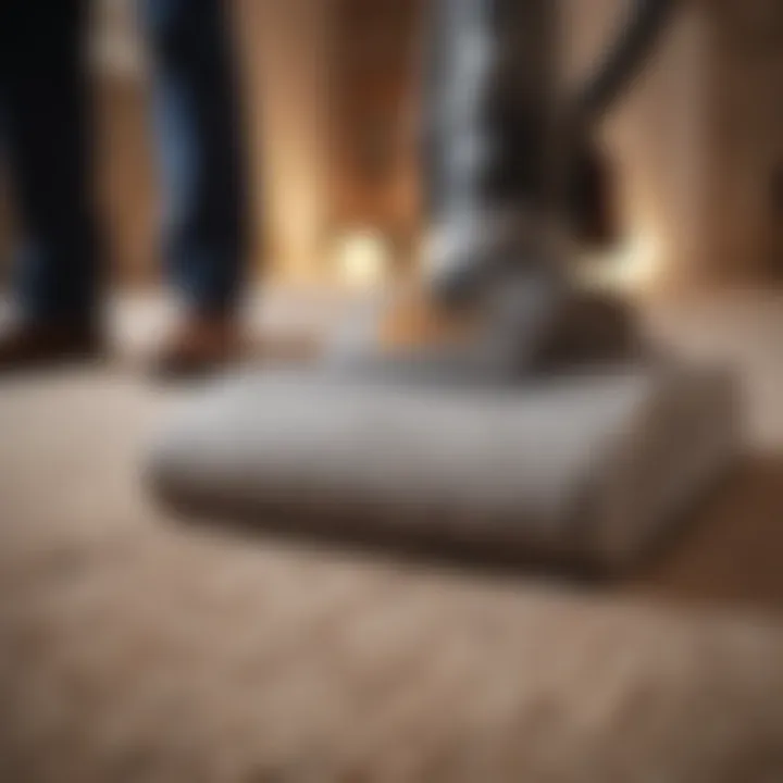 Cleaning demonstration on thick pile carpet
