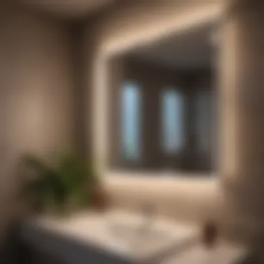 LED Illumination for Enhanced Reflection Close-up of LED lights illuminating a bathroom mirror
