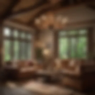 Rustic wooden chandelier in a cozy living room setting