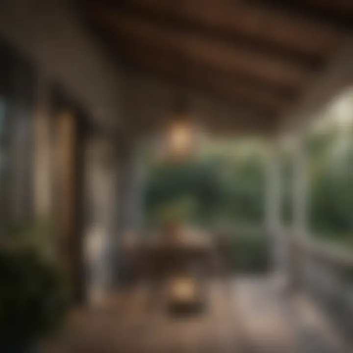 Elegant pendant lights illuminating a cozy porch setting