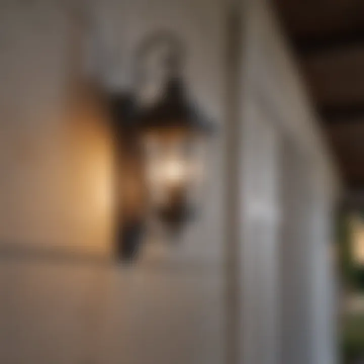 Wall sconces enhancing the charm of a covered porch