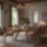 Elegant wooden dining table set in a modern interior