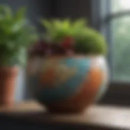A variety of colorful plants in unique containers