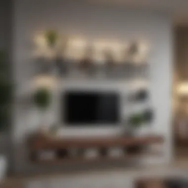 Sleek Wall-Mounted Shelving Solutions Stylish wall-mounted shelving in a modern living room