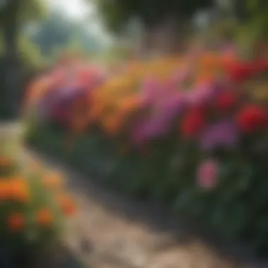 Colorful flower border creating a natural divide