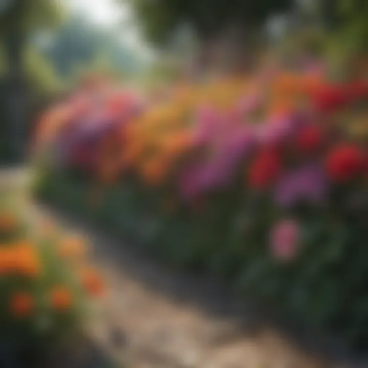 Colorful flower border creating a natural divide