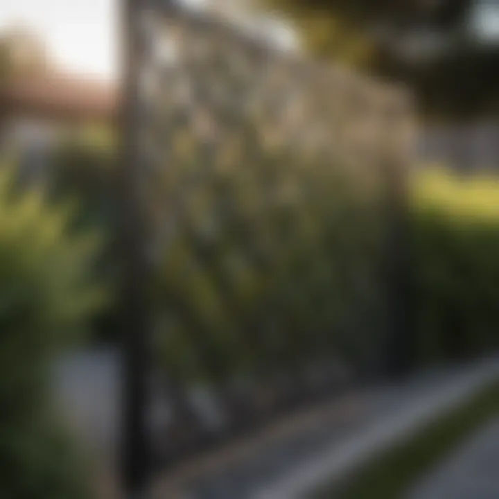 Modern metal fence divider with geometric design