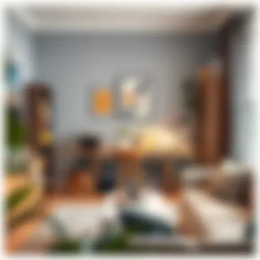 Stylish small home office with multifunctional furniture