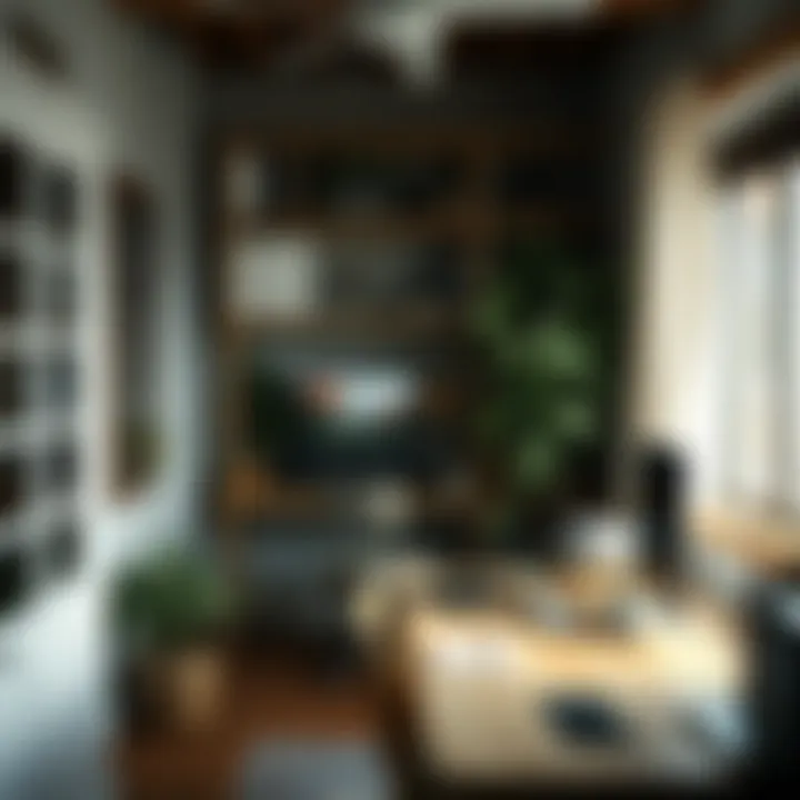 Cozy workspace with natural light and greenery