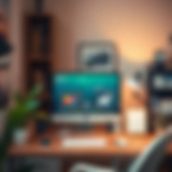 Organized desk setup maximizing small space