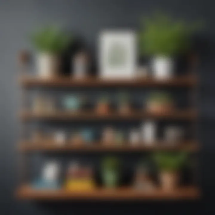 Whimsical shelf arrangement with eclectic items