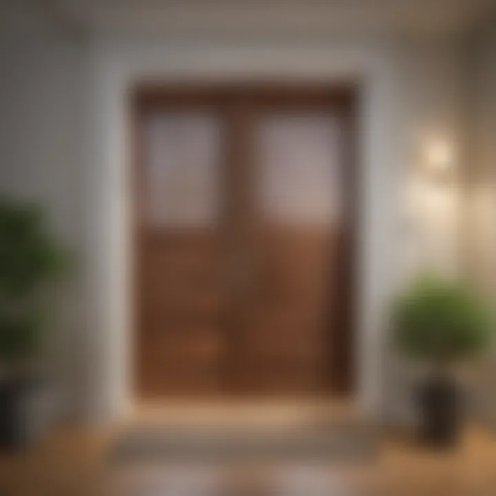 Elegant wooden blinds enhancing the charm of a traditional front entrance