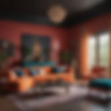 Eclectic Living Room Inspiration Vibrant living room adorned with eclectic decor and bold color choices