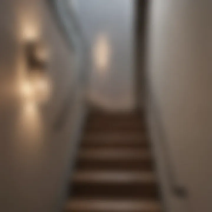 Artistic wall sconces adding ambiance to the staircase