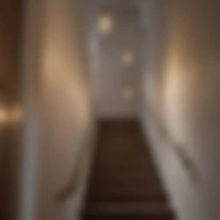 Chic pendant lights enhancing a stairway's aesthetic