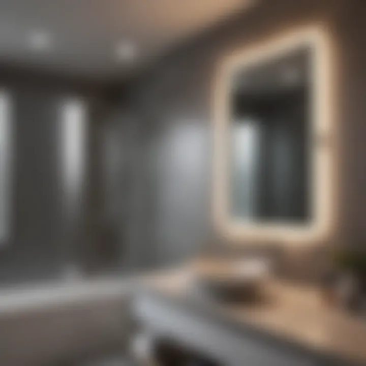 Energy-efficient LED lamp installation in a modern bathroom