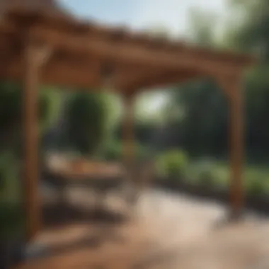 Rustic Wooden Patio Canopy Charming wooden patio canopy providing shade and style
