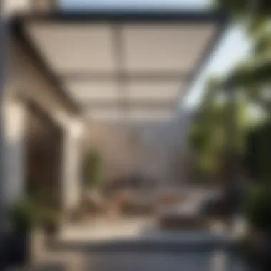 Sleek Minimalist Patio Canopy Contemporary patio canopy featuring sleek lines and minimalistic design