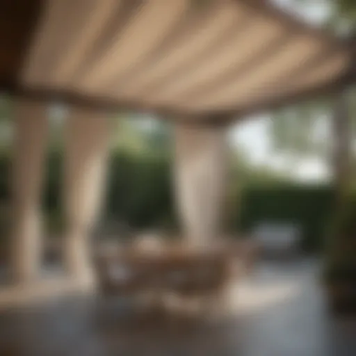 Stylish modern patio canopy design with elegant drapes