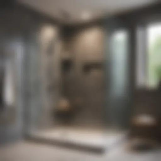 Sleek walk-in shower with glass enclosure in a modern small bathroom
