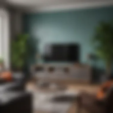 Stylish Color Scheme for Small TV Rooms Stylish color scheme enhancing a compact TV area