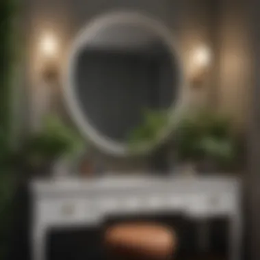 Elegant Vanity with Greenery Elegant vanity arrangement featuring lush greenery and decor