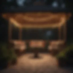 Cozy gazebo illuminated with warm rope lights