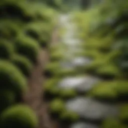 Lush green moss covering a stone pathway