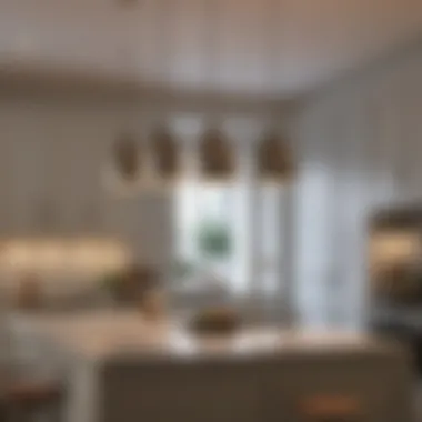 Minimalist pendant lights accentuating a sleek kitchen layout