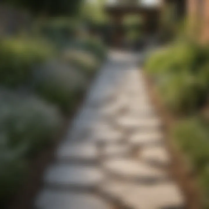 Creative use of stone pathways integrated with native plants in a garden.