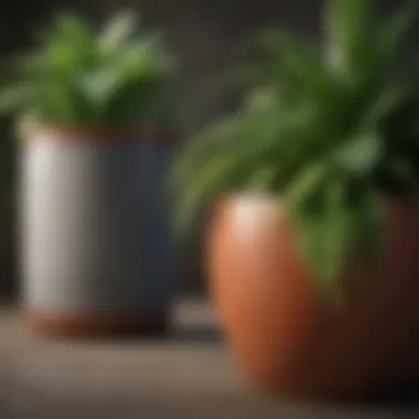 A variety of planter materials showcasing unique textures