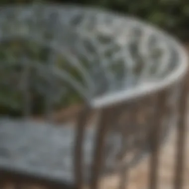 Close-up view of lightweight metal furniture showcasing design details