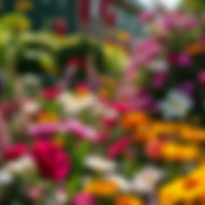 Lush Garden of Fragrant Flowers A lush garden overflowing with various fragrant flowers under sunlight